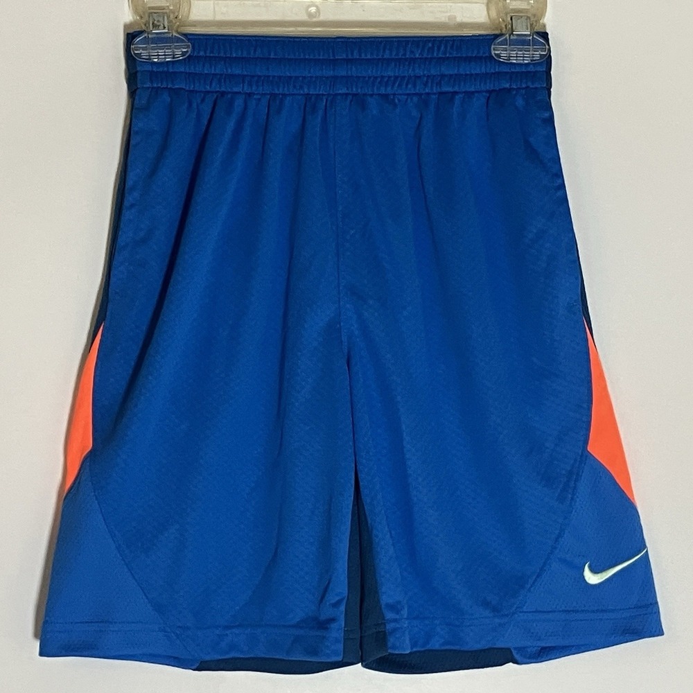 Nike Shorts Boys Medium Blue Orange Dri Fit Basketball Athletic Sports Stretch M
